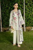 Serene Premium Dahlia Embroidered Lawn Pret 3Pc Suit SL-144 Ivory Wisteria