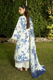 Serene Premium Dahlia Embroidered Lawn Pret 3Pc Suit SL-145 Blue Porcelain