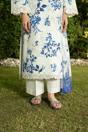 Serene Premium Dahlia Embroidered Lawn Pret 3Pc Suit SL-145 Blue Porcelain