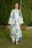 Serene Premium Dahlia Embroidered Lawn Pret 3Pc Suit SL-145 Blue Porcelain