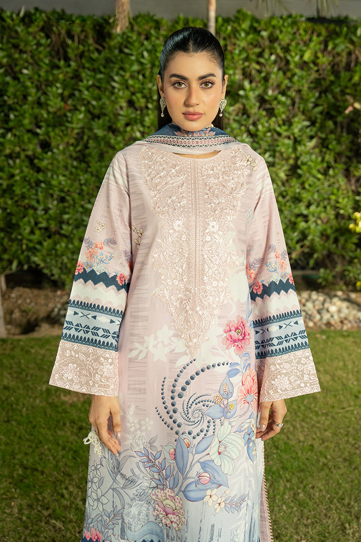 Serene Premium Dahlia Embroidered Lawn Pret 3Pc Suit SL-146 Blush Serenity