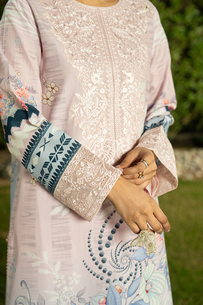 Serene Premium Dahlia Embroidered Lawn Pret 3Pc Suit SL-146 Blush Serenity