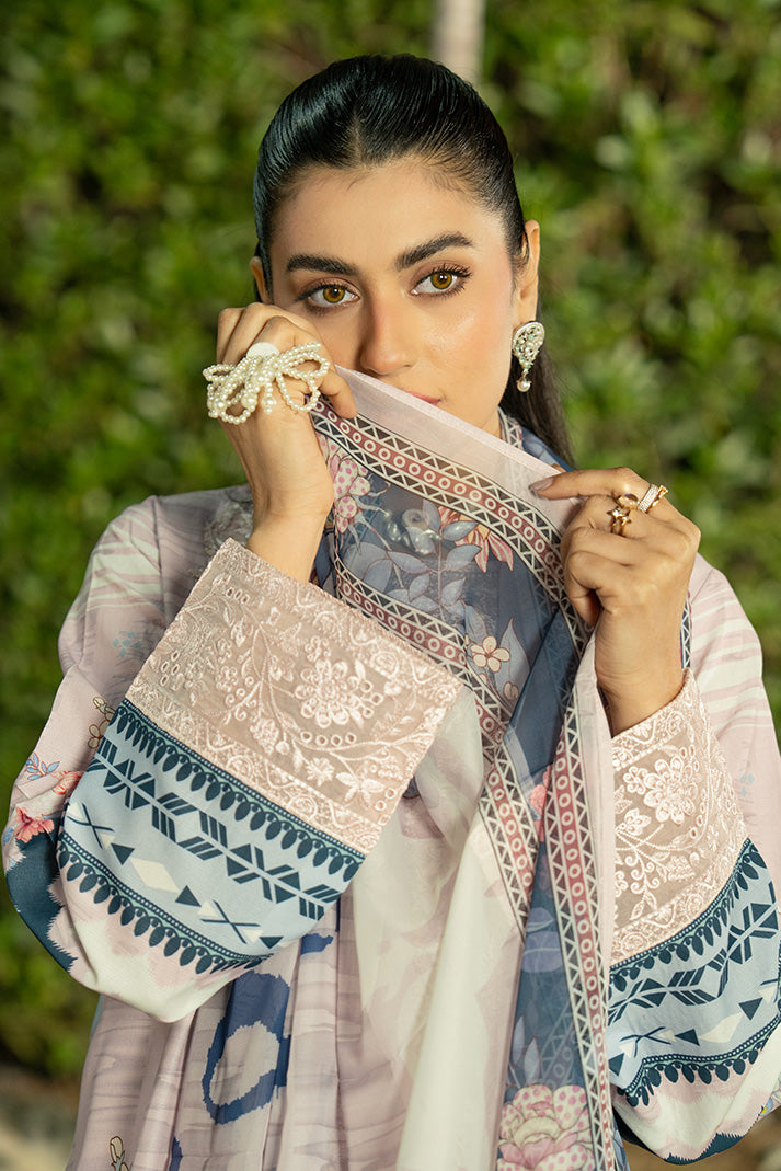 Serene Premium Dahlia Embroidered Lawn Pret 3Pc Suit SL-146 Blush Serenity
