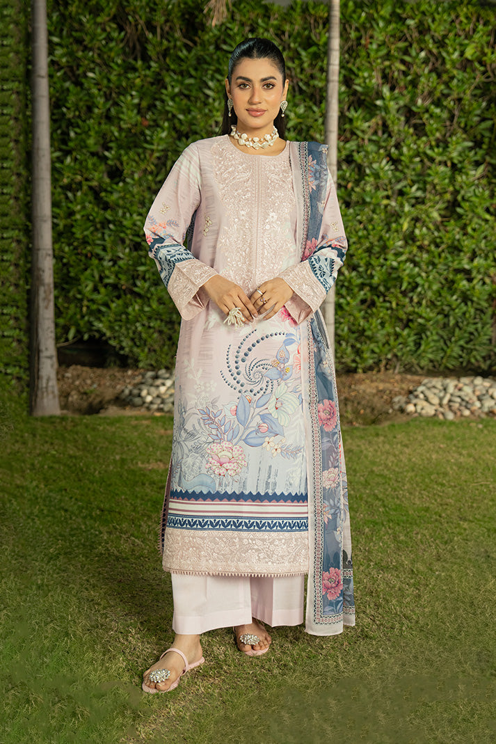Serene Premium Dahlia Embroidered Lawn Pret 3Pc Suit SL-146 Blush Serenity