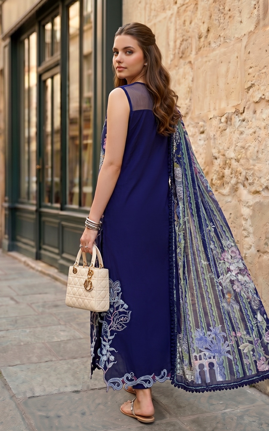Asifa & Nabeel Summer Lawn Unstitched 3Pc Suit SL26-04 Scarlet Blue