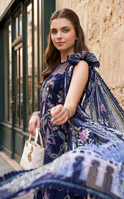 Asifa & Nabeel Summer Lawn Unstitched 3Pc Suit SL26-04 Scarlet Blue