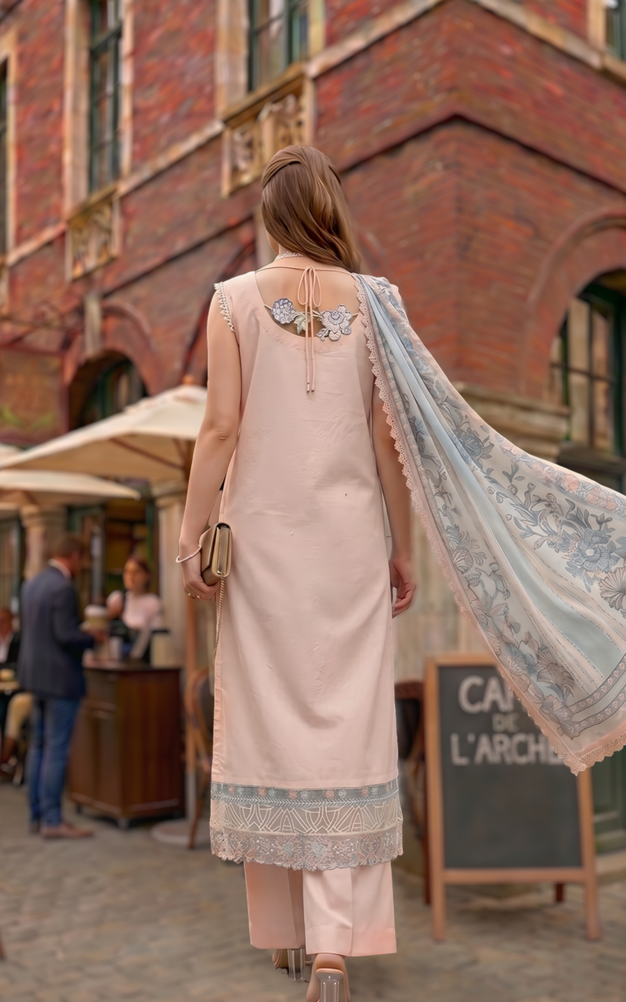 Asifa & Nabeel Summer Lawn Unstitched 3Pc Suit SL26-05 Peach Garden