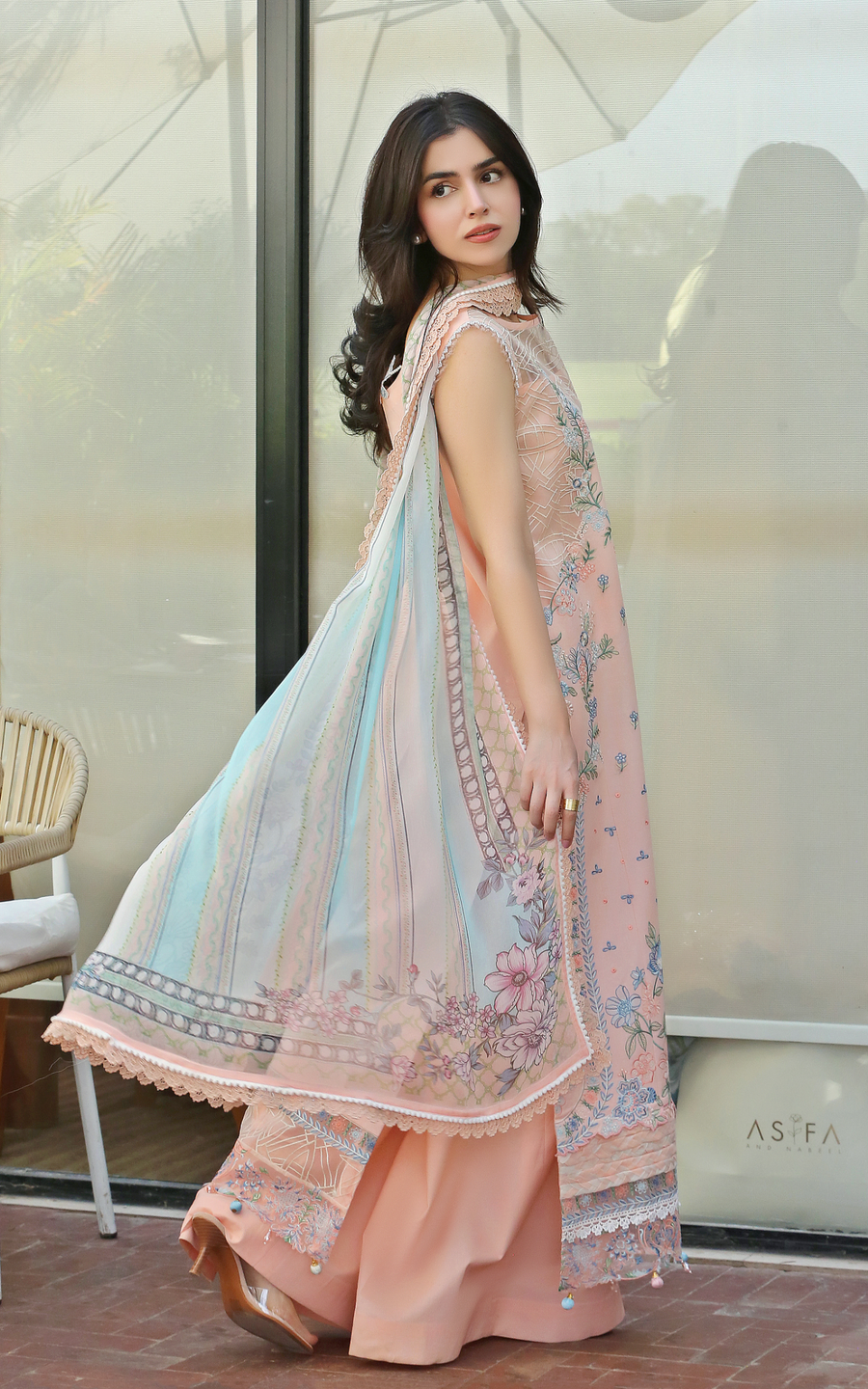 Asifa & Nabeel Summer Lawn Unstitched 3Pc Suit SL26-05 Peach Garden
