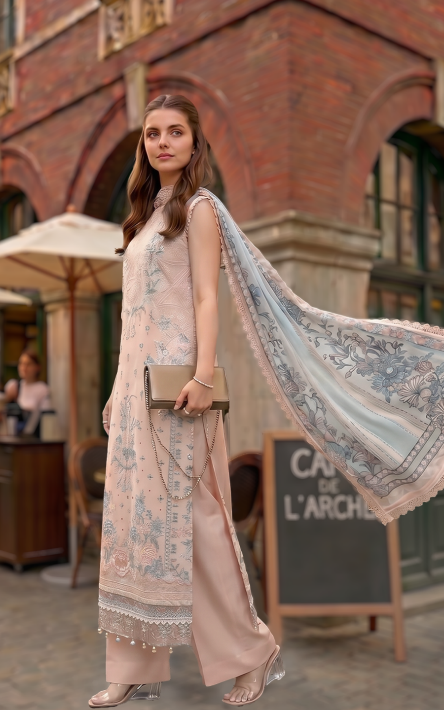 Asifa & Nabeel Summer Lawn Unstitched 3Pc Suit SL26-05 Peach Garden