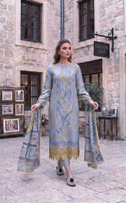 Asifa & Nabeel Summer Lawn Unstitched 3Pc Suit SL26-07 Ash Elegance