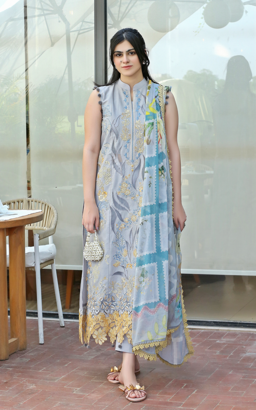 Asifa & Nabeel Summer Lawn Unstitched 3Pc Suit SL26-07 Ash Elegance
