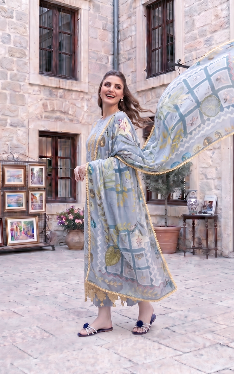 Asifa & Nabeel Summer Lawn Unstitched 3Pc Suit SL26-07 Ash Elegance
