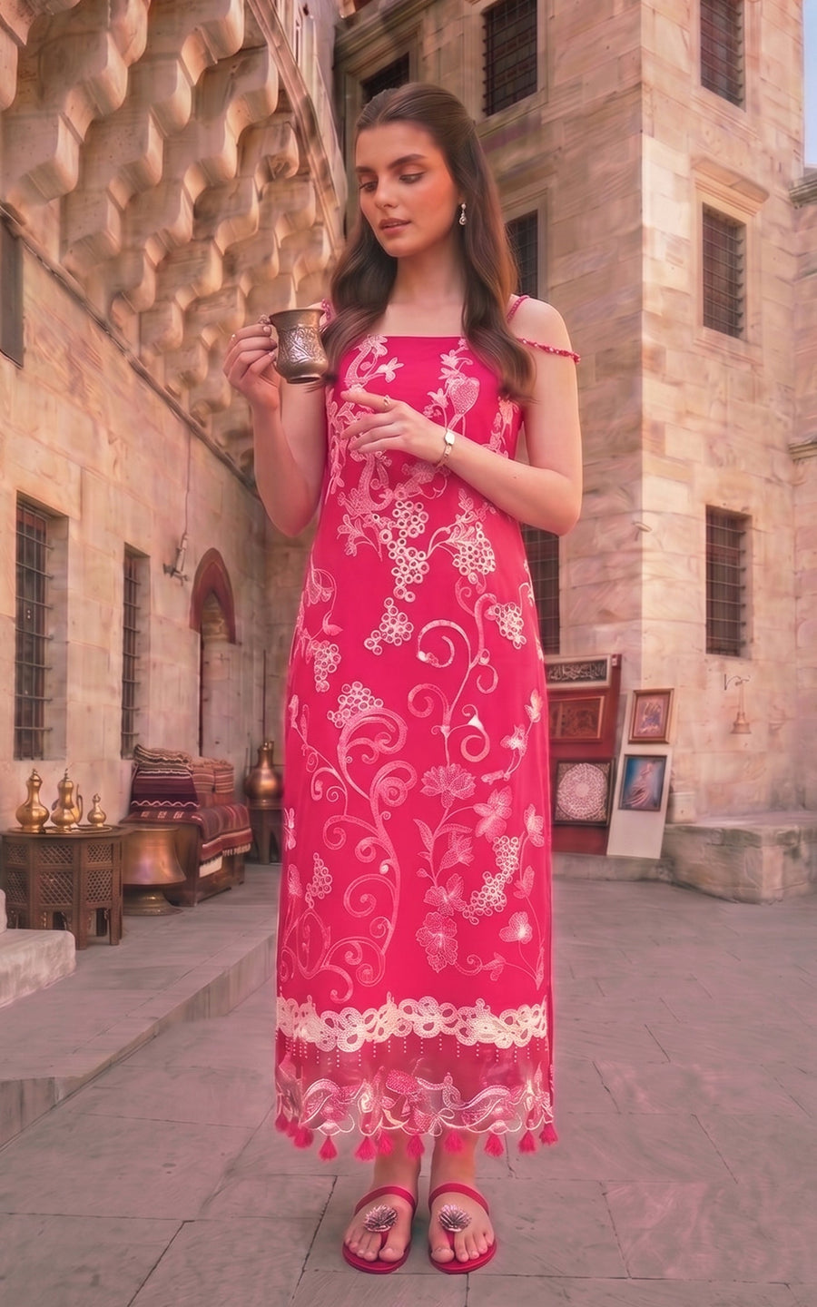 Asifa & Nabeel Summer Lawn Unstitched 3Pc Suit SL26-09 Fuchsia Allure
