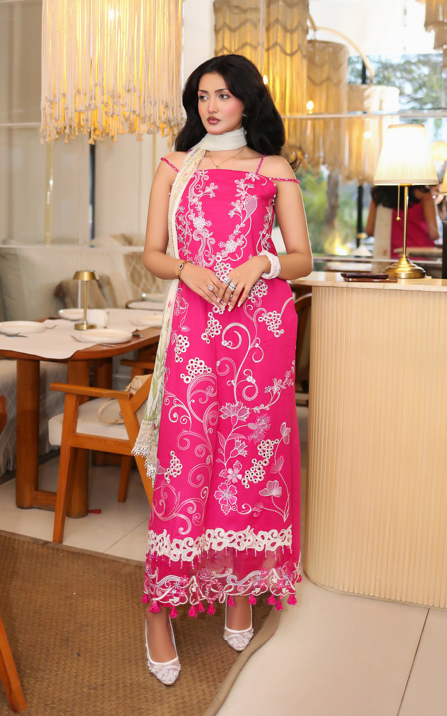Asifa & Nabeel Summer Lawn Unstitched 3Pc Suit SL26-09 Fuchsia Allure