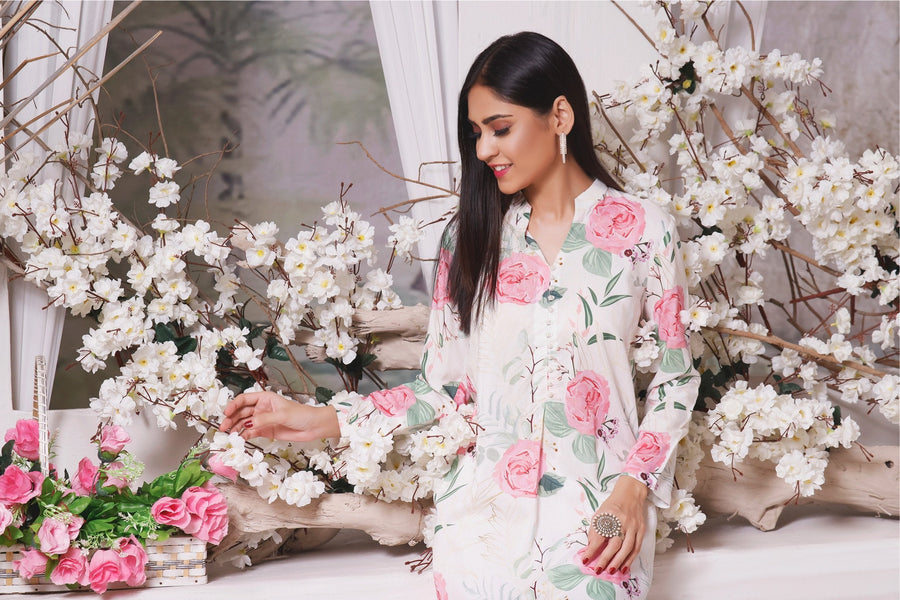 Feathers Digital Printed Viscose Unstitched 2Pc Suit SNOW GLORY-FT-026