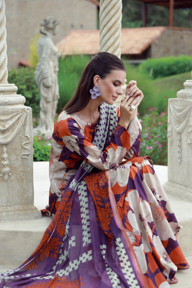 Feathers Premium Printed Lawn Unstitched 3Pc Suit SOLTREX-FT535