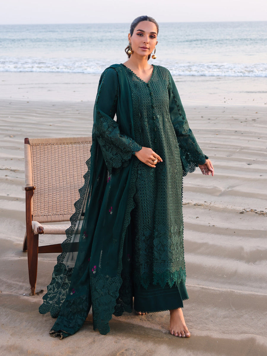 Faiza Faisal Marine Embroidered Luxury Lawn Unstitched 3Pc Suit - SOPHIA