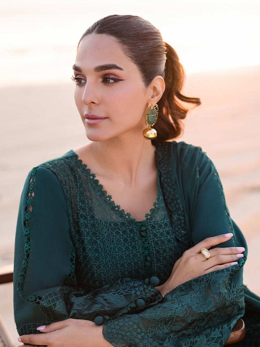 Faiza Faisal Marine Embroidered Luxury Lawn Unstitched 3Pc Suit - SOPHIA