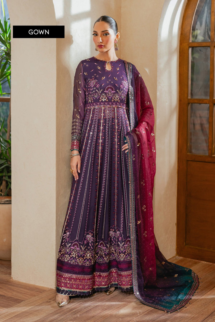 Xenia Formals Niran Embroidered Chiffon Unstitched 3Pc Suit XF-03 SOURATI