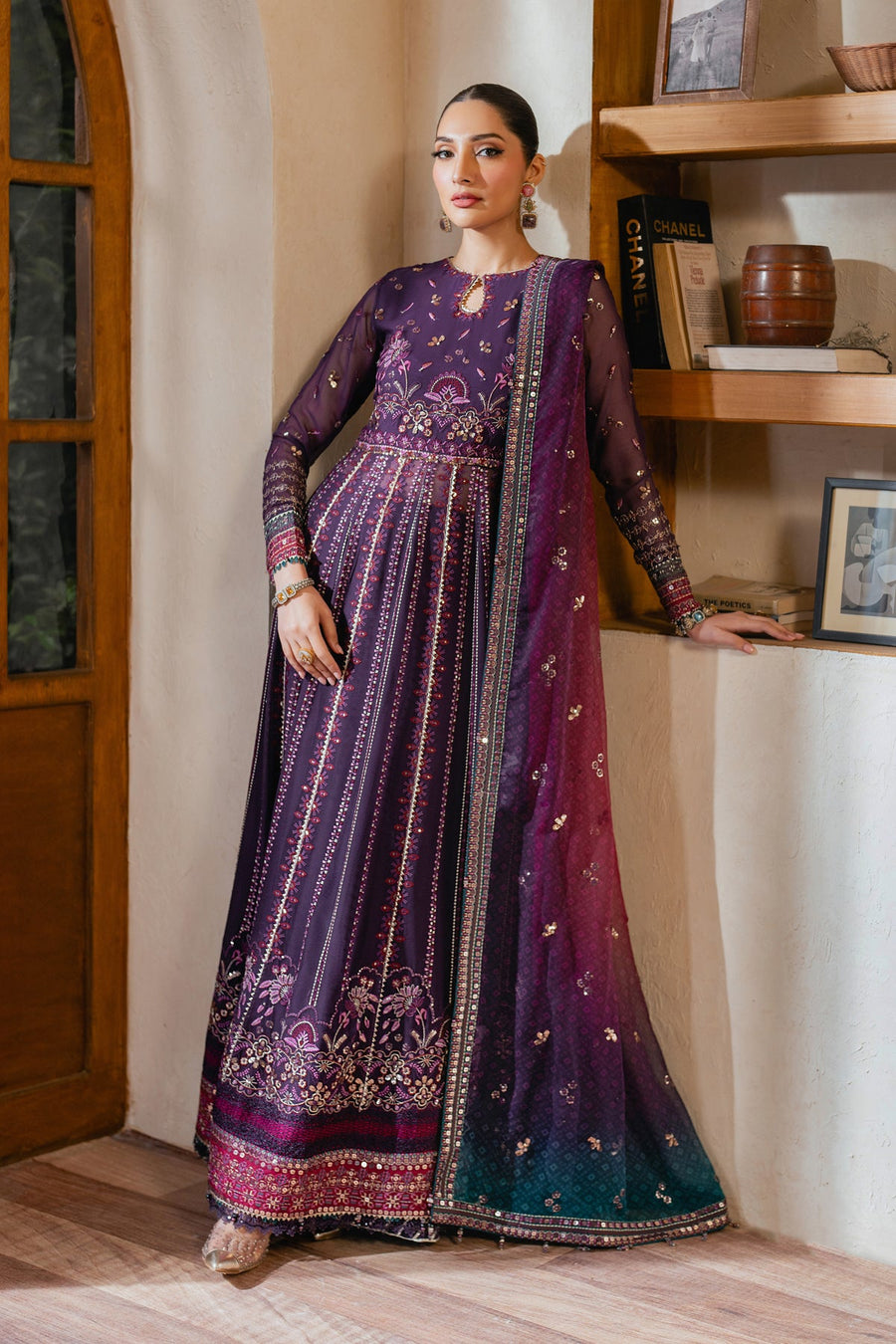 Xenia Formals Niran Embroidered Chiffon Unstitched 3Pc Suit XF-03 SOURATI