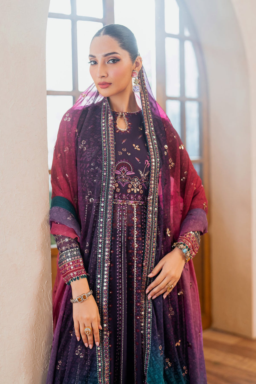 Xenia Formals Niran Embroidered Chiffon Unstitched 3Pc Suit XF-03 SOURATI