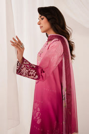 Serene Premium Lumea Embroidered Pret Cotton Satin 3Pc Suit SP-140 Roselle