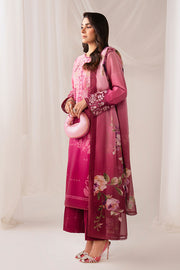 Serene Premium Lumea Embroidered Pret Cotton Satin 3Pc Suit SP-140 Roselle