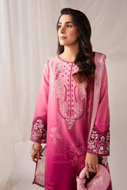 Serene Premium Lumea Embroidered Pret Cotton Satin 3Pc Suit SP-140 Roselle