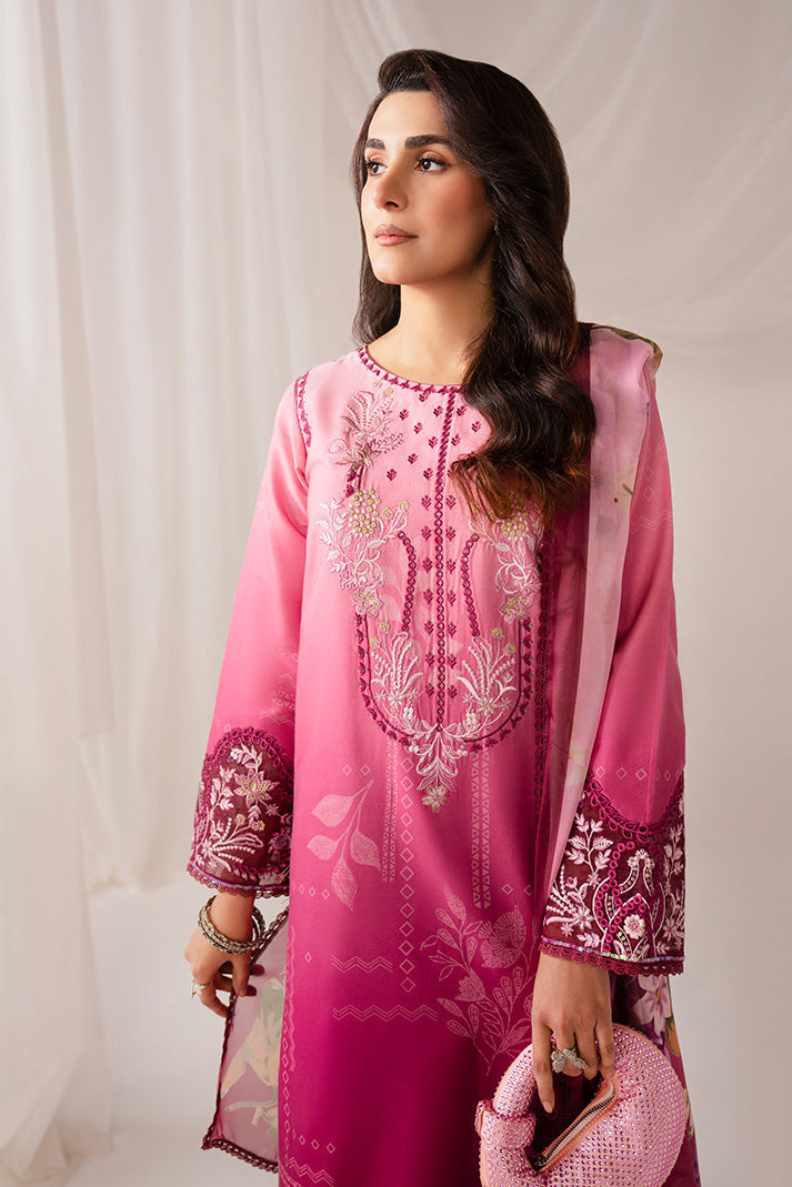 Serene Premium Lumea Embroidered Pret Cotton Satin 3Pc Suit SP-140 Roselle