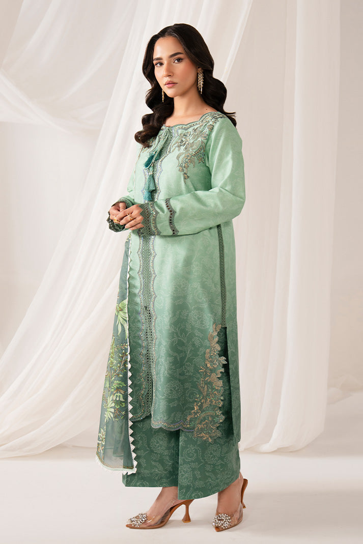 Serene Premium Lumea Embroidered Pret Cotton Satin 3Pc Suit SP-143 Alina
