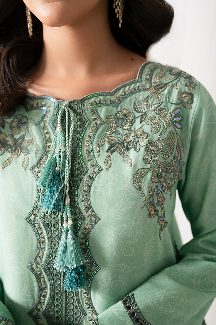 Serene Premium Lumea Embroidered Pret Cotton Satin 3Pc Suit SP-143 Alina