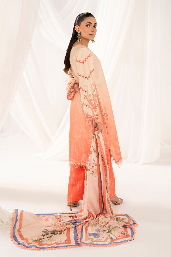 Serene Premium Lumea Embroidered Pret Cotton Satin 3Pc Suit SP-144 Fiora