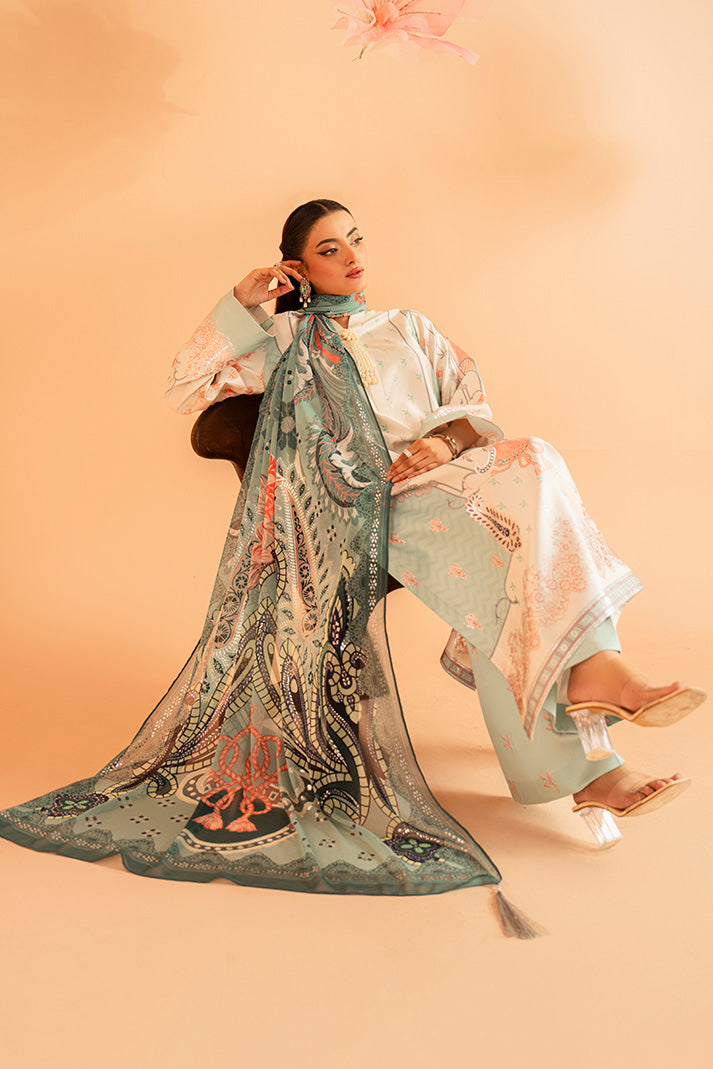 Serene Premium Amelia Printed Silk Pret 3Pc Suit SP-149 Celeste Bloom