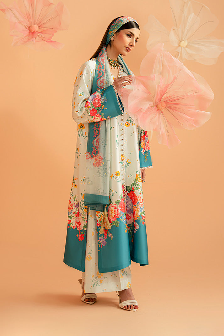 Serene Premium Amelia Printed Silk Pret 3Pc Suit SP-151 Flora Serenade