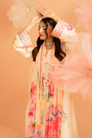 Serene Premium Amelia Printed Silk Pret 3Pc Suit SP-152 Peach Étoile