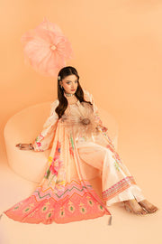 Serene Premium Amelia Printed Silk Pret 3Pc Suit SP-152 Peach Étoile