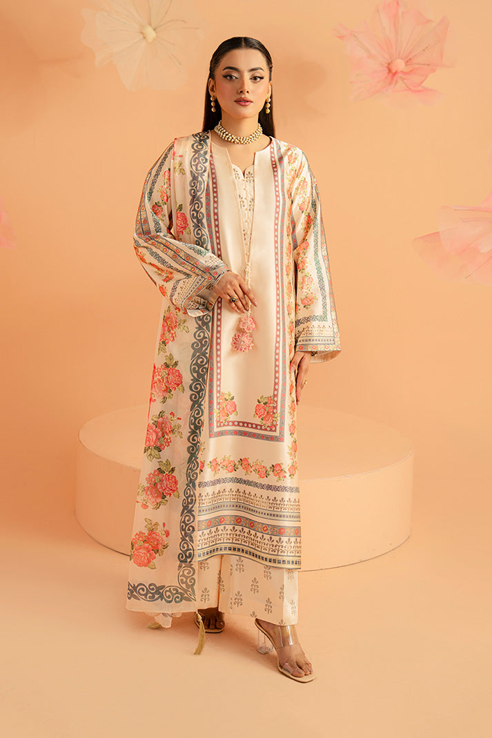 Serene Premium Amelia Printed Silk Pret 3Pc Suit SP-154 Rosé Charm