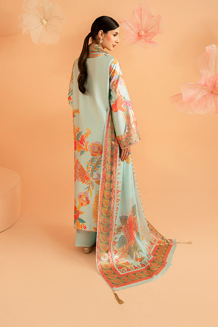 Serene Premium Amelia Printed Silk Pret 3Pc Suit SP-155 Mint Mirage