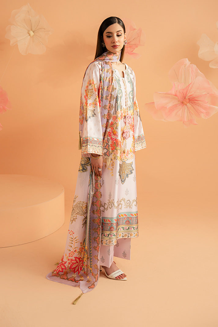 Serene Premium Amelia Printed Silk Pret 3Pc Suit SP-157 Lilac Opulence