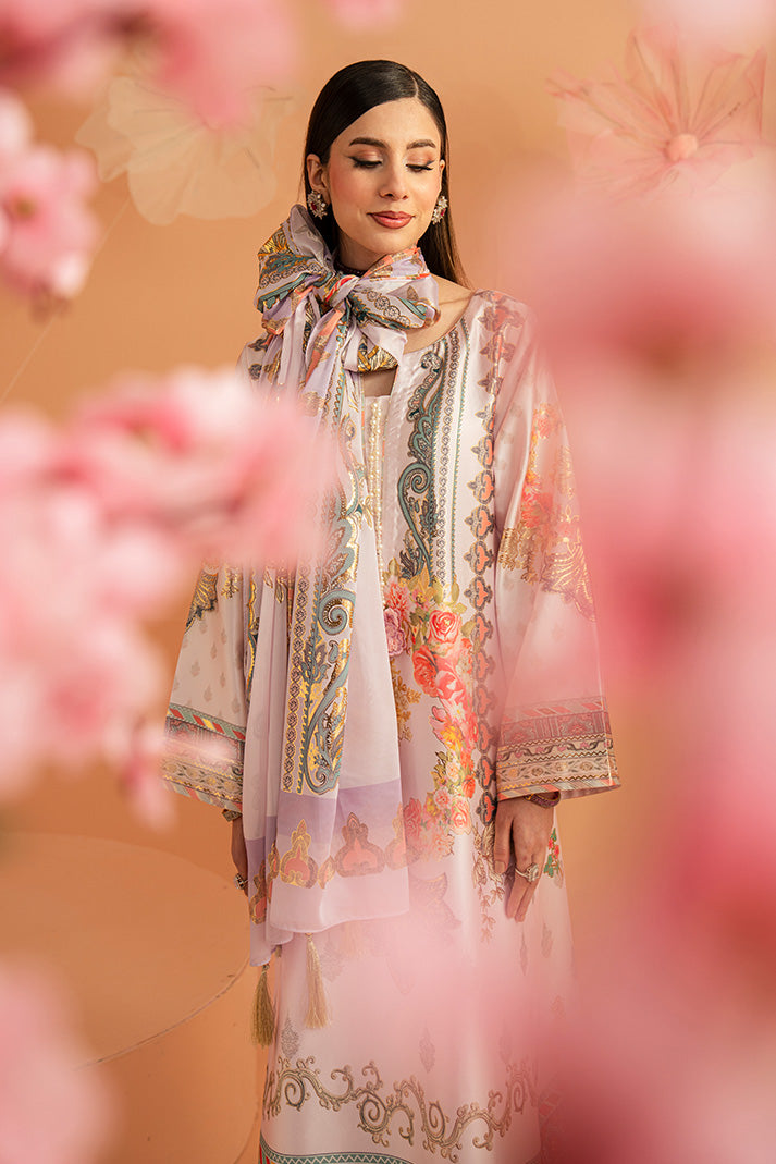 Serene Premium Amelia Printed Silk Pret 3Pc Suit SP-157 Lilac Opulence