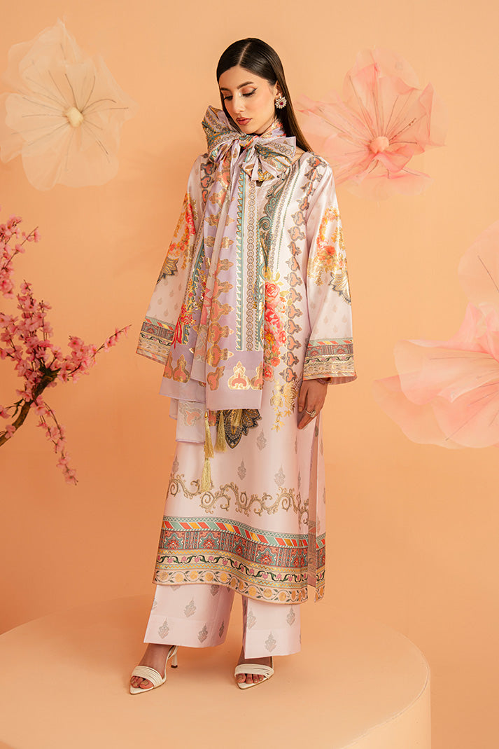 Serene Premium Amelia Printed Silk Pret 3Pc Suit SP-157 Lilac Opulence