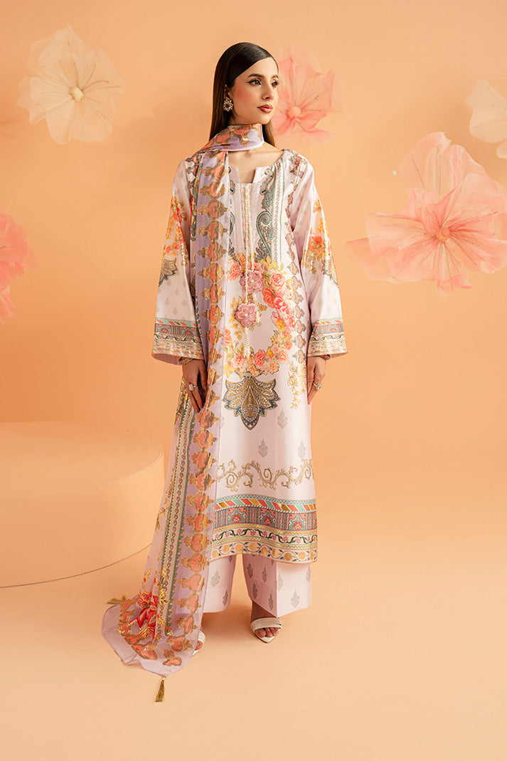 Serene Premium Amelia Printed Silk Pret 3Pc Suit SP-157 Lilac Opulence
