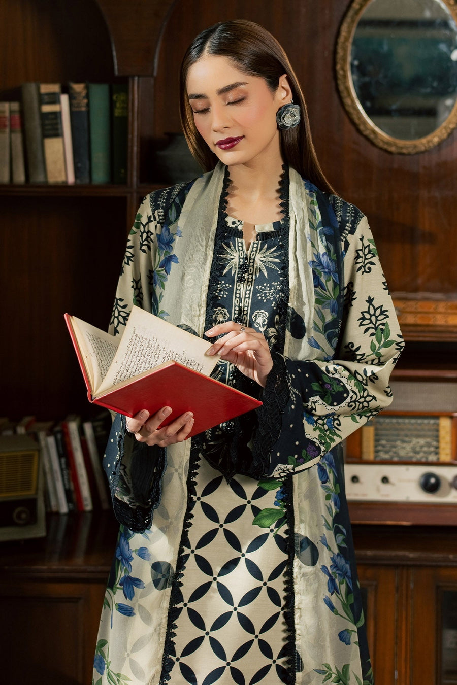 Nureh Signature Printed Viscose Slub Unstitched 3Pc Suit SP-209