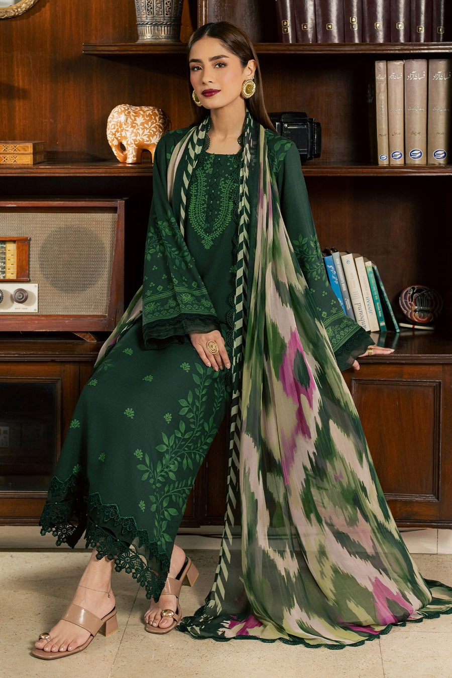 Nureh Signature Printed Viscose Slub Unstitched 3Pc Suit SP-211