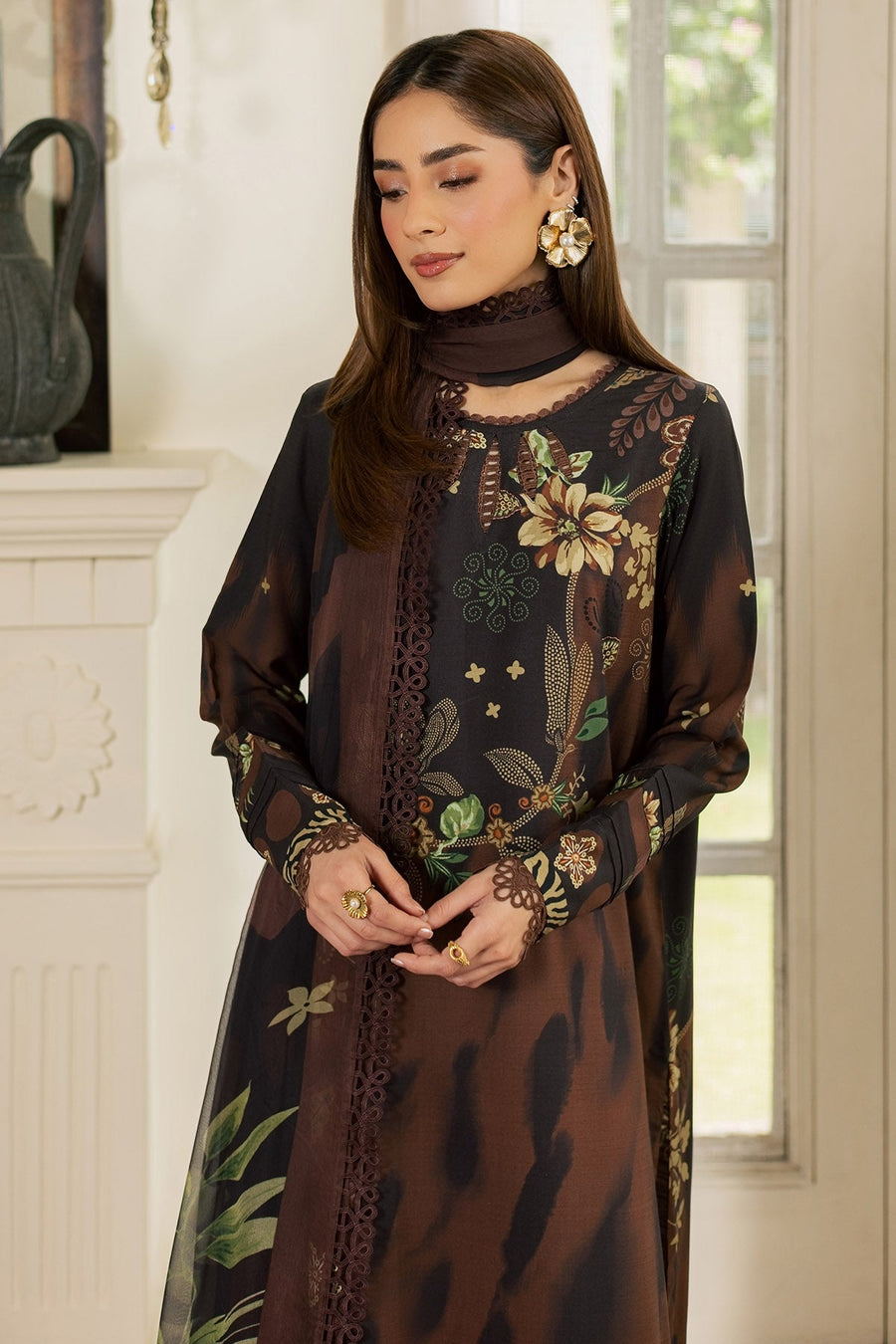 Nureh Signature Printed Viscose Slub Unstitched 3Pc Suit SP-214