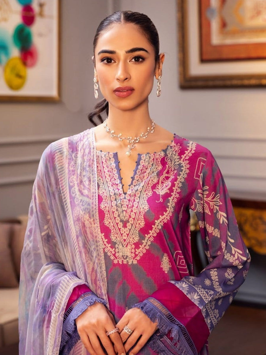 NUREH Signature Printed Lawn Unstitched 3 Piece Suit SP-53