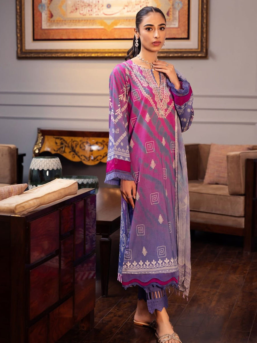 NUREH Signature Printed Lawn Unstitched 3 Piece Suit SP-53