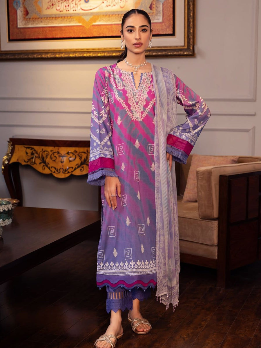 NUREH Signature Printed Lawn Unstitched 3 Piece Suit SP-53