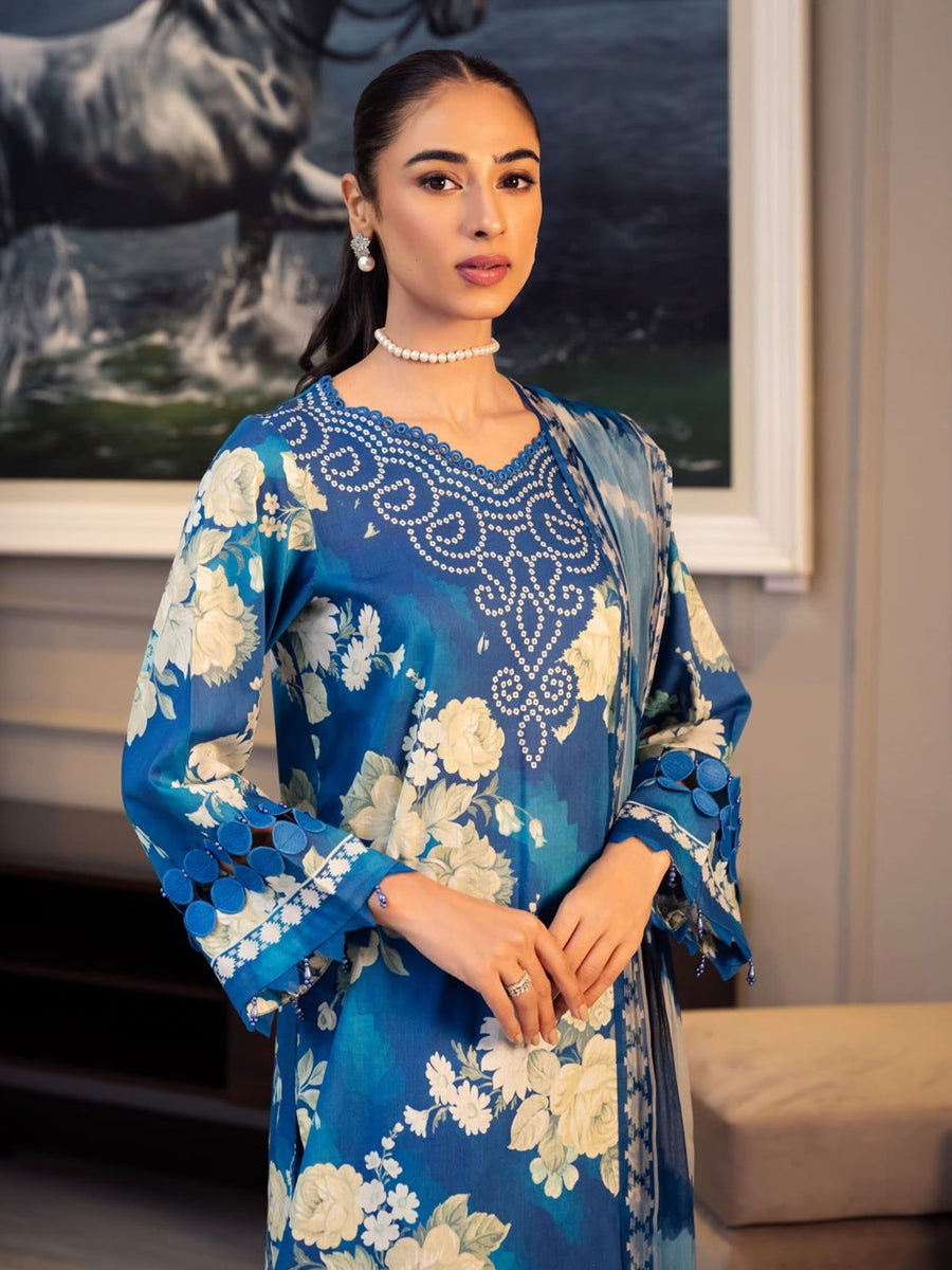 NUREH Signature Printed Lawn Unstitched 3 Piece Suit SP-54
