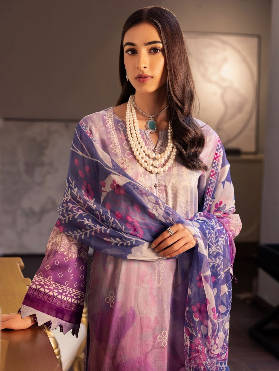 NUREH Signature Printed Lawn Unstitched 3 Piece Suit SP-56